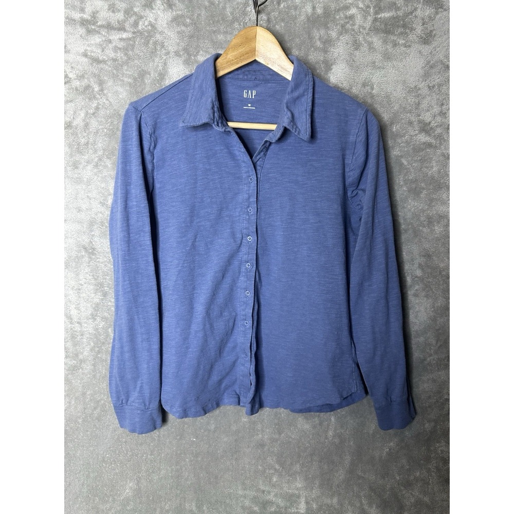 Gap Shirt Women's Medium Blue Button Up Long Sleeve Preppy Casual‎
